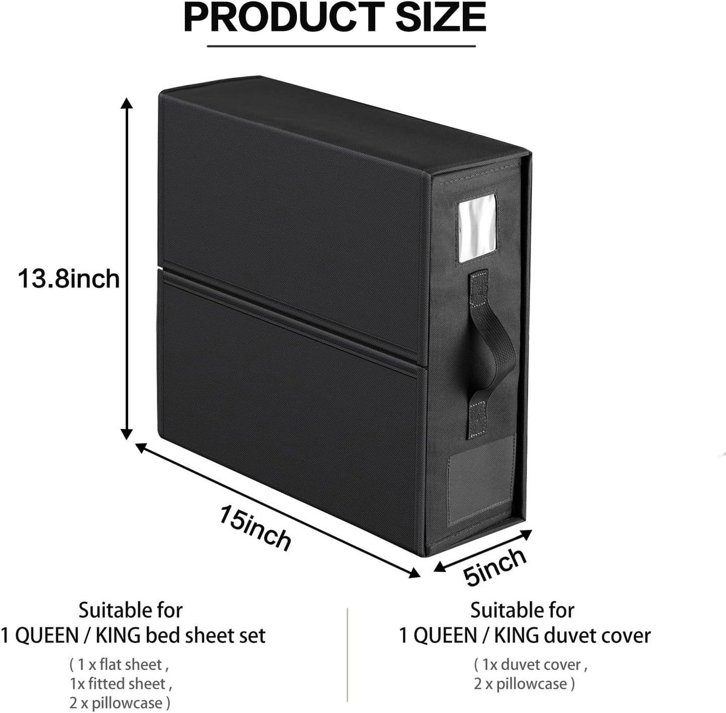 Skiennix Sheet Organizers - Versatile Storage Bins with Lids for Blankets, Clothing & Toys | Black, 3-Pack