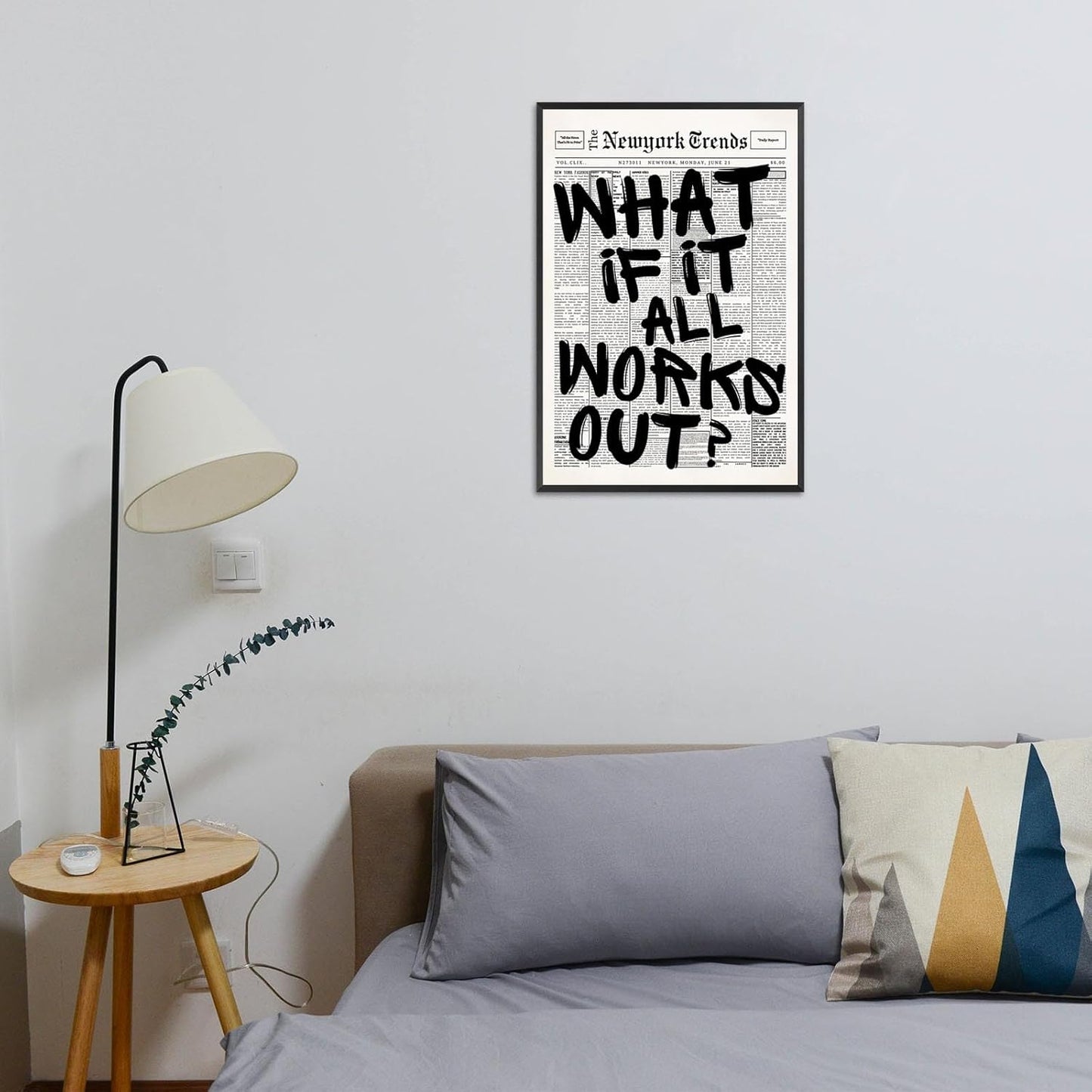 Skiennix Retro Black And White New York Newspaper Canvas Poster - Positive Affirmation Wall Art | 8x12in