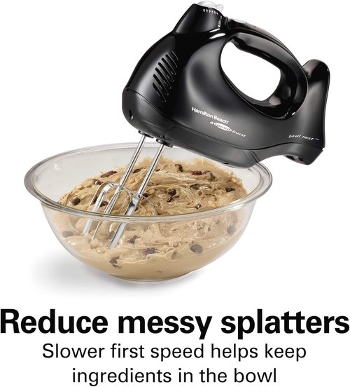 Hamilton Beach Power Deluxe Electric Hand Mixer - 6-Speed with Snap-On Storage Case & Powerful 250W Motor - Black