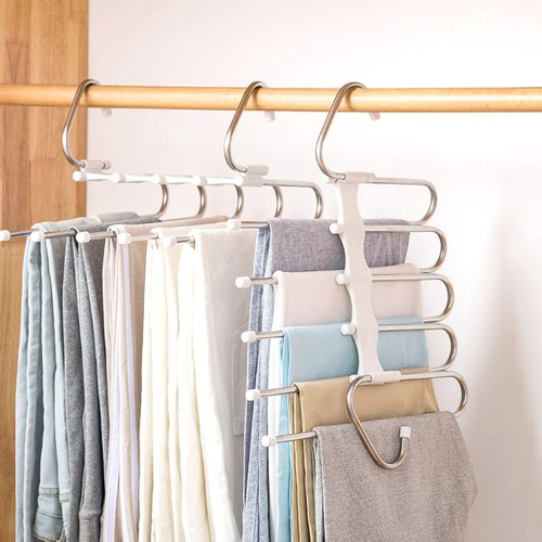 Kalimdor Pants Hangers - Space-Saving Metal Closet Organizer | Anti-Slip Design, 2 Pack for Jeans & Skirts