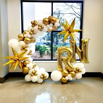 Regine Switzerland 40-Inch Gold Foil Letter Balloon - Large Self-Inflating R for Birthday & Anniversary Decor