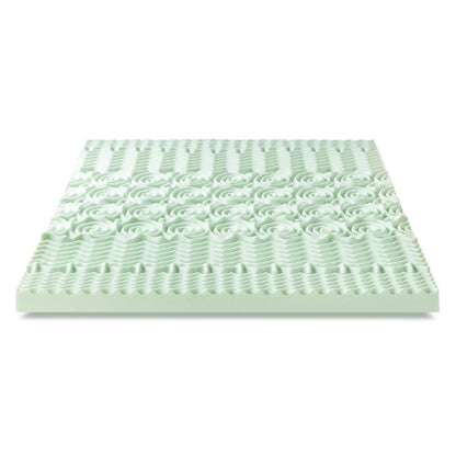 Mellow 4 Inch 5-Zone Memory Foam Mattress Topper, Calming Green Tea Infusion, Short Queen