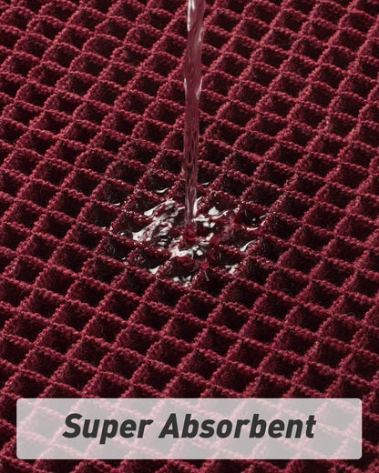 Upgraded Waffle Runner Rug, Super Absorbent Non Slip Bath Mats for Bathroom Floor, Washable Bathroom Runner Rug with Tassels, Ideal for Hallway Bedroom Laundry Room, Burgundy, 2'x 6'(24" x 72")