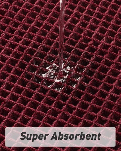 AMOAMI Upgraded Waffle Bath Mat, Super Absorbent Non Slip Bath Mats for Bathroom Floor, Washable Bathroom Rugs with Tassels, Rubber Backed Bathroom Mats, Ultra Soft, 18" x 30", Burgundy