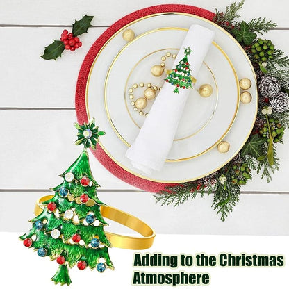 Napkin Holders Set of 10 Christmas Tree Design, Alloy Napkin Rings, Holiday Table Decor - Variation: Christmas Tree