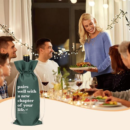 Grey Funny New Chapter Wine Bag New Beginnings Gifts for Women Men Farewell Gifts for Friends Going Away Gifts for Coworkers Women Men Moving Away Gifts for Friends New Teacher Gifts