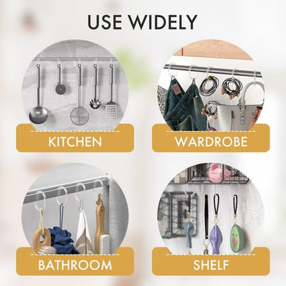 Amazer Plastic Shower Curtain Rings, Shower Curtain Hooks, 24 Pcs C Shaped Shower Hooks for Shower Curtain, Clear Shower Curtain Hooks for Bathroom