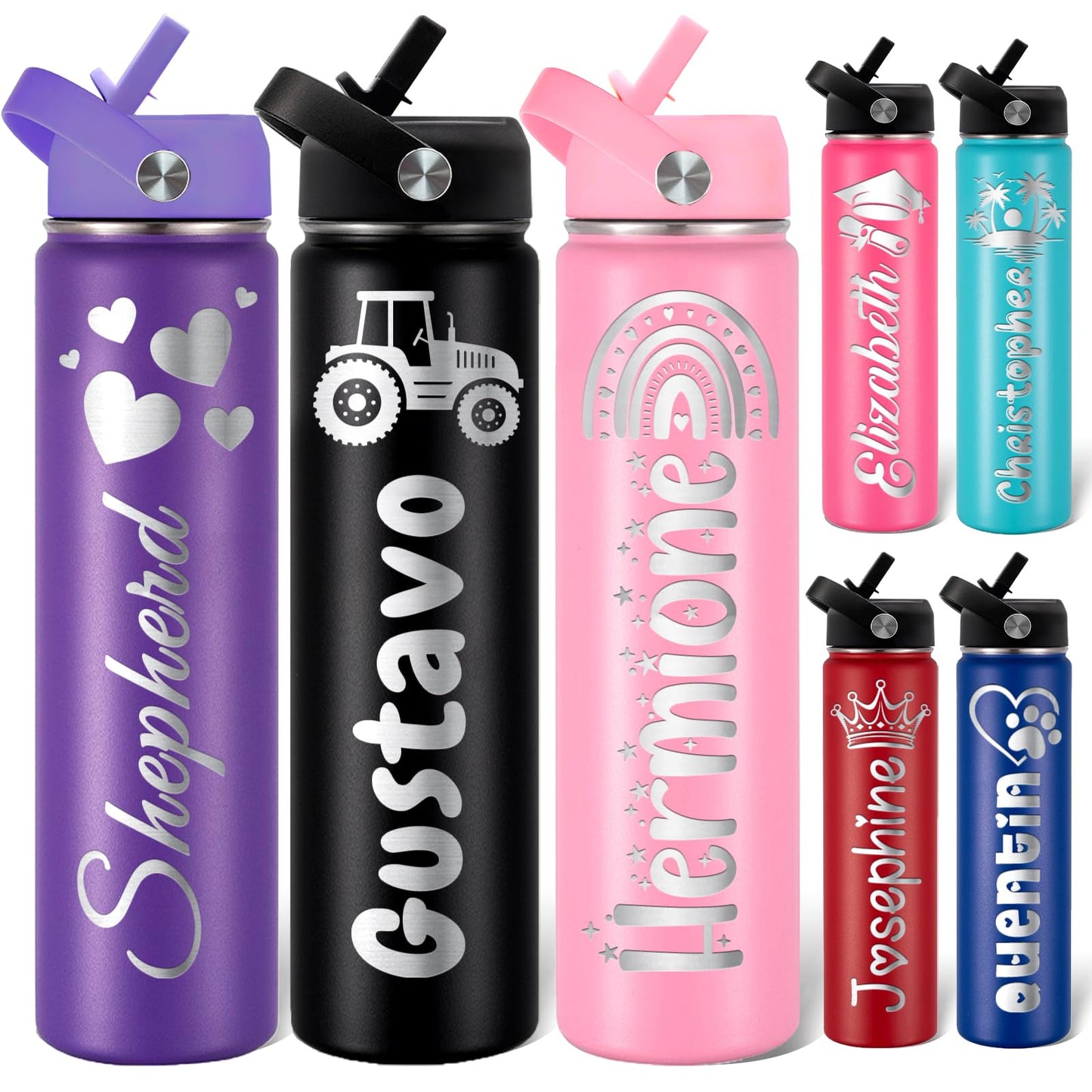 Custom Water Bottle Personalized Name Customized Water Bottles for Adults Customizable Insulated Water Bottles Engraved for Men Women 24 32 40 oz