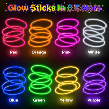 SpringFlower Glow Sticks - 100 PCS Bulk Glow in the Dark Party Supplies | Ideal for Kids & Adults