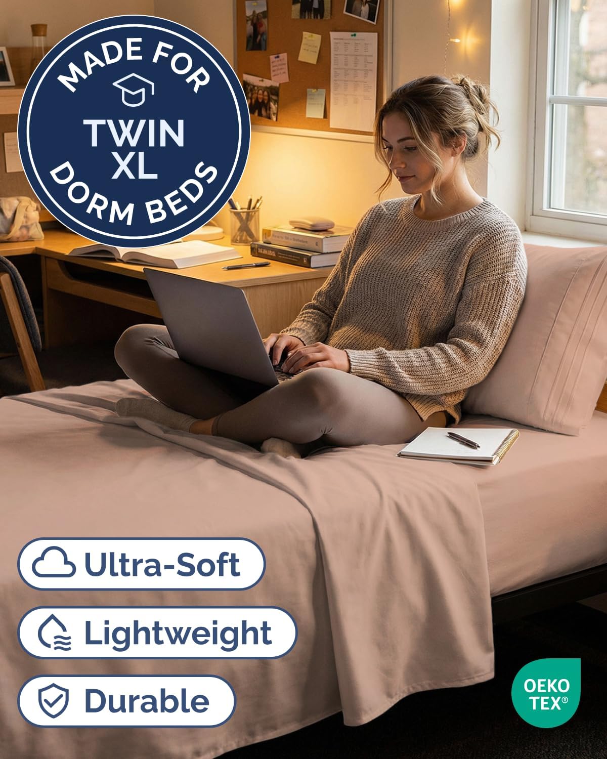 Skiennix Twin XL Sheet Set - Comfy Cooling Bed Sheets with Deep Pockets - Ultra-Soft & Wrinkle-Free - Mauve