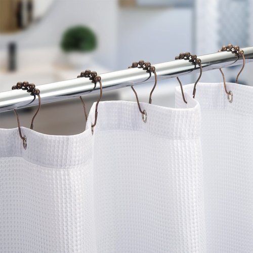 Titanker Shower Curtain Hooks Rings, Rust-Resistant Metal Shower Curtain Hooks for Bathroom Shower Rods Shower Hooks Shower Rings for Curtain - Set of 12, Bronze