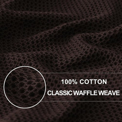 Homaxy 100% Cotton Waffle Weave Dish Towels - Ultra Soft & Absorbent, Quick Drying | 13 x 28 Inches, 12-Pack, Dark Brown