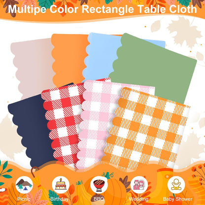Orange Gingham Tablecloths by [Brand Name] - 3 Pack Disposable Waterproof Checkered Covers | 54 x 108 Inch for Parties