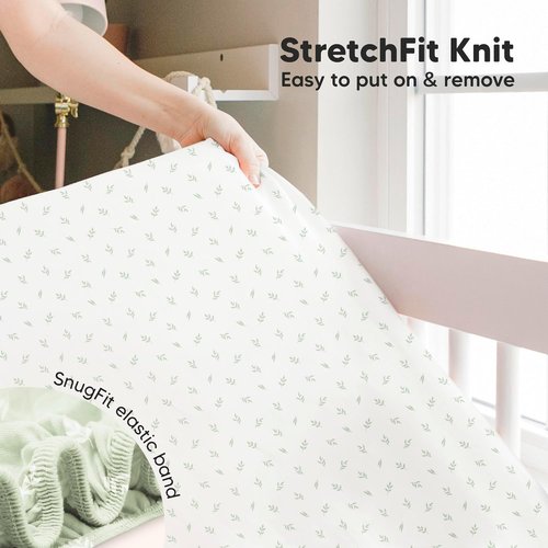 KeaBabies Baby Crib Sheets - Soft & Cozy Viscose Bamboo Fitted Mattress Covers | 2-Pack 52x28 (Herb)