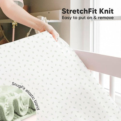 KeaBabies Baby Crib Sheets - Soft & Cozy Viscose Bamboo Fitted Mattress Covers | 2-Pack 52x28 (Herb)