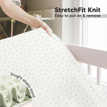 KeaBabies 2-Pack Baby Crib Sheets for Boys, Girls - 52x28 Viscose Derived from Bamboo Toddler Bed Sheets Neutral, Fitted Crib Mattress Cover for Standard Baby Bedding, Soft & Cozy (Herb)