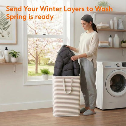 Lifewit Laundry Basket - 80L Collapsible Hamper with Reinforced Handles | Waterproof Design in Beige