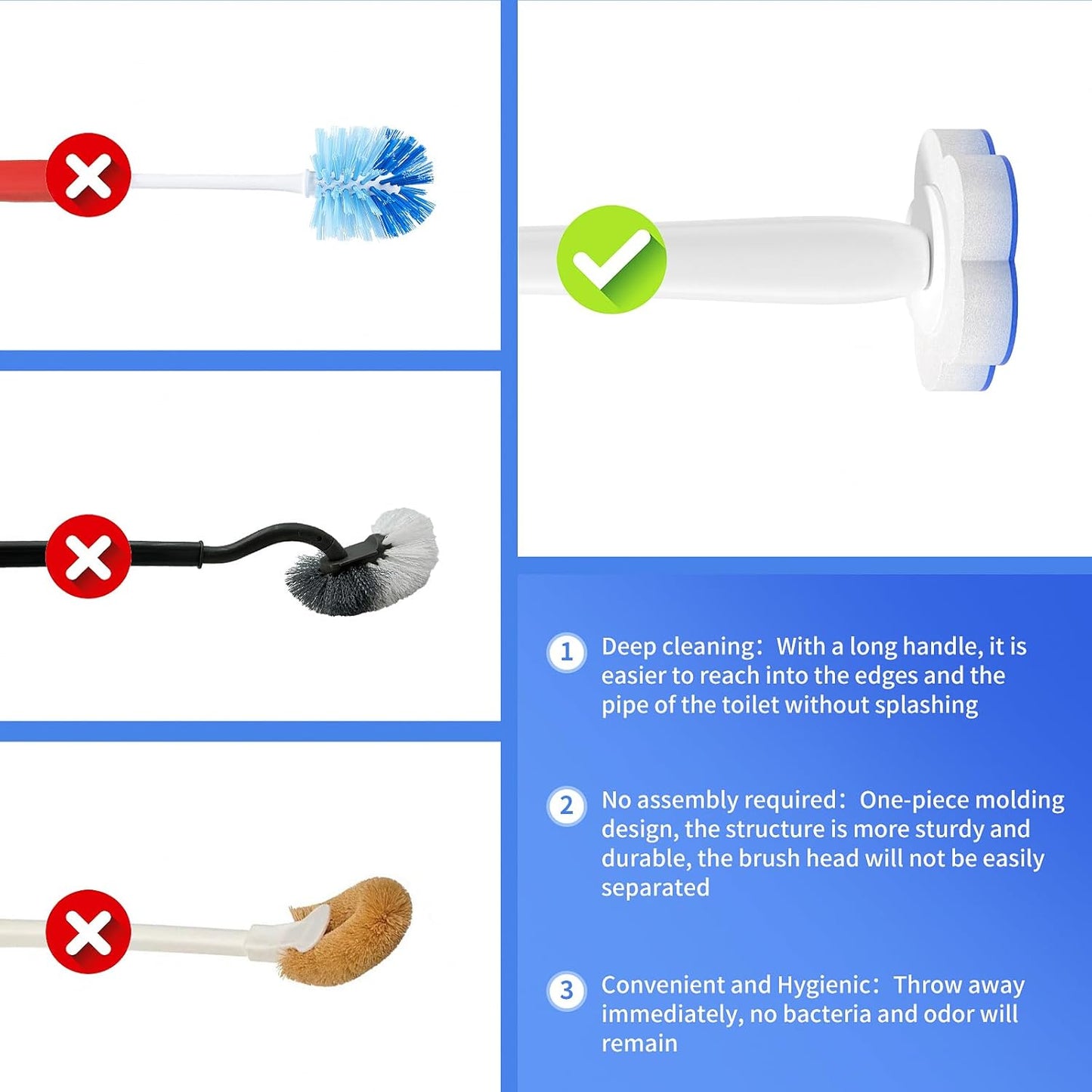 Topo Bear Toilet Bowl Brush Set - 40 Disposable Wand Refills for Effortless Cleaning