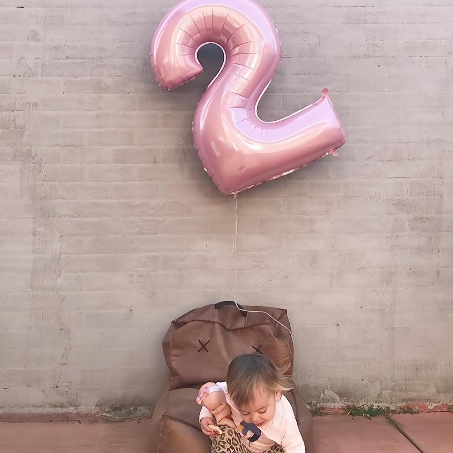 Skiennix 40-Inch Pastel Pink Number 2 Balloon - Large Foil Helium Balloon for Girls' 2nd Birthday Party