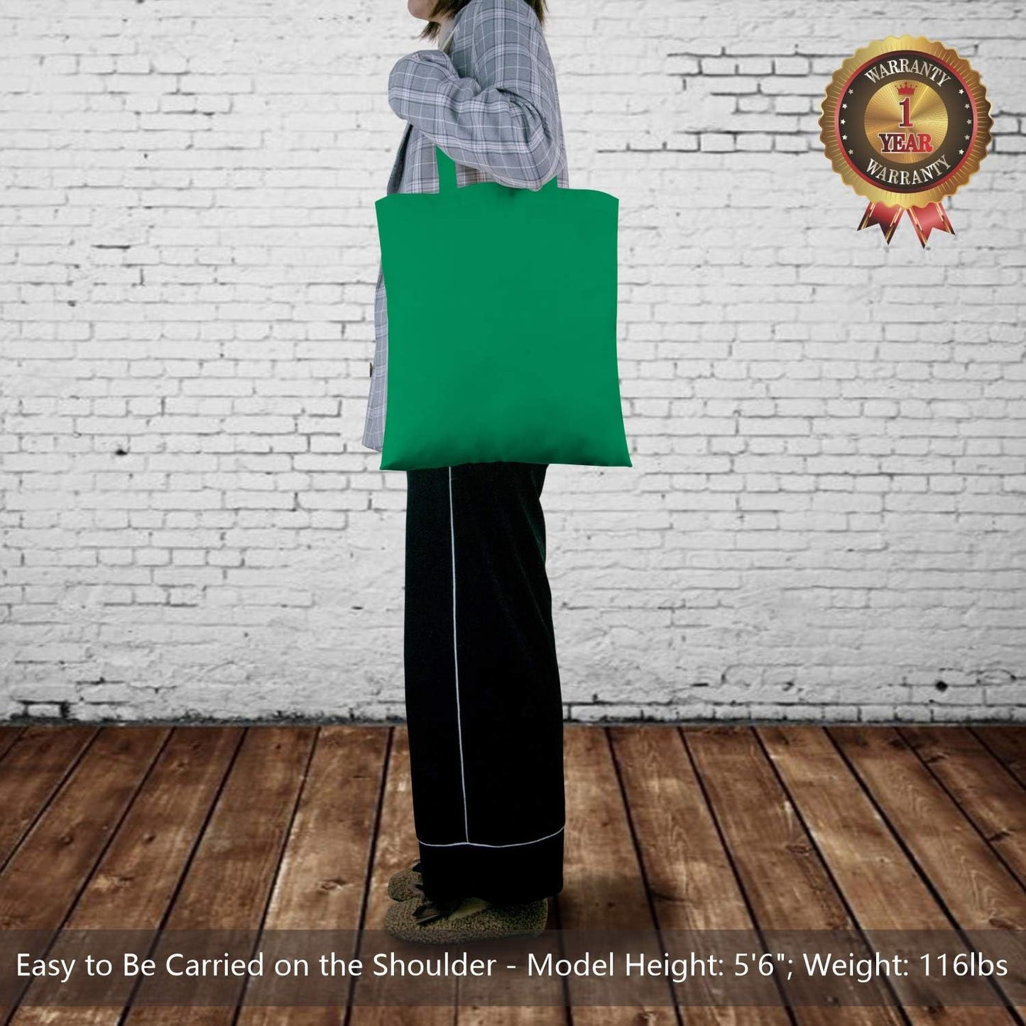 TOPDesign 16"x15" Kelly Green Cotton Tote Bags - 24-Pack Lightweight Reusable Grocery Bags for DIY & Promotions