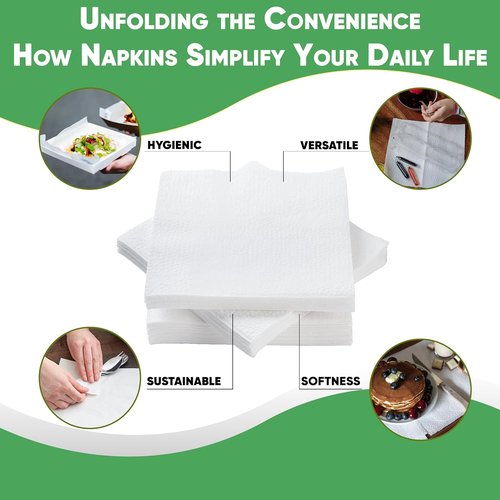 Elegant Lunch Napkin - 500 Count, 1 Ply White Napkins for Stylish Dining