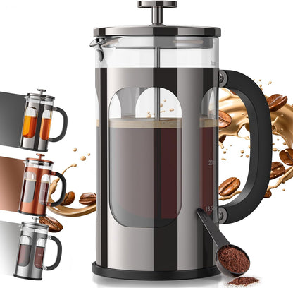 Veken French Press 34oz - Dark Pewter Coffee Maker with 22oz Cream Canister for Fresh Brews