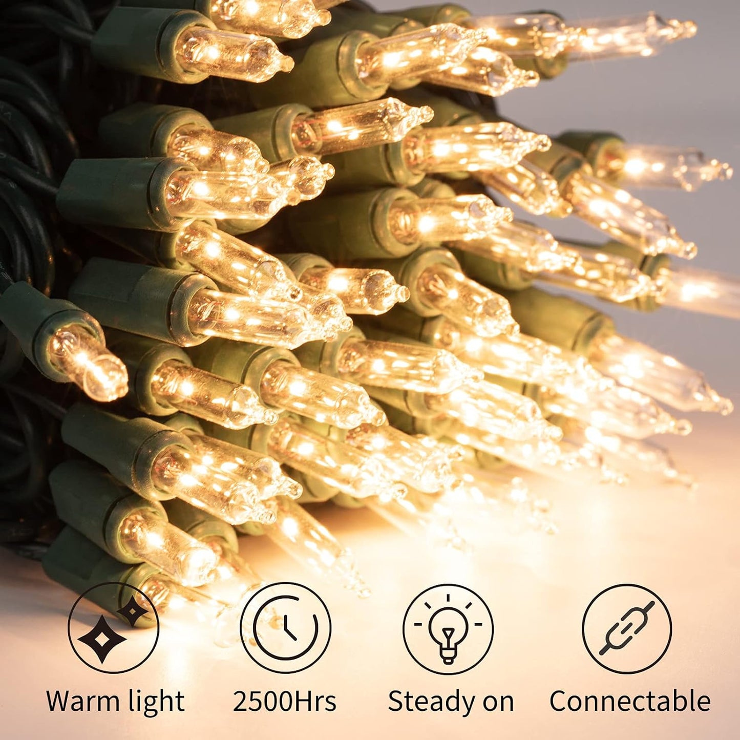 Minetom Clear Christmas String Lights - 3 Pack of 20 Feet with 100 Warm Mini Lights for Indoor/Outdoor Decor