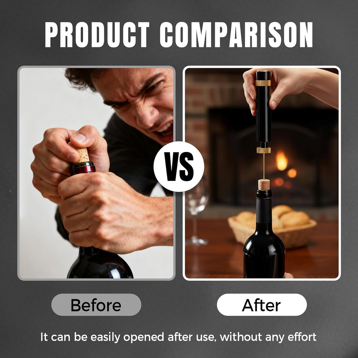 Portable Air Pressure Wine Opener, 2025 New Mini Travel Wine Bottle Opener, Magnetic Connection Port Wine Opener for Home Restaurant Party, 3-7 Compression Quick Open (Gold)