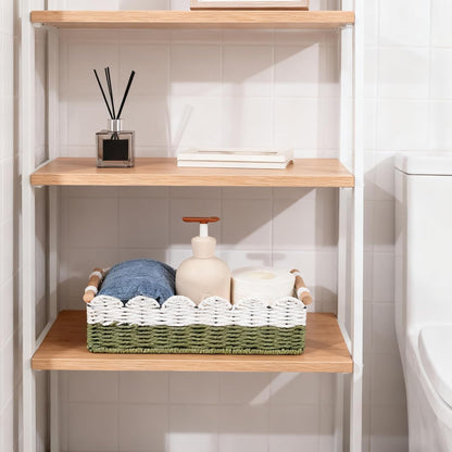 Regine Switzerland Scalloped Edge Toilet Paper Storage Basket - Handwoven Paper Rope Design | Perfect for Bathroom Decor & Over Toilet Storage