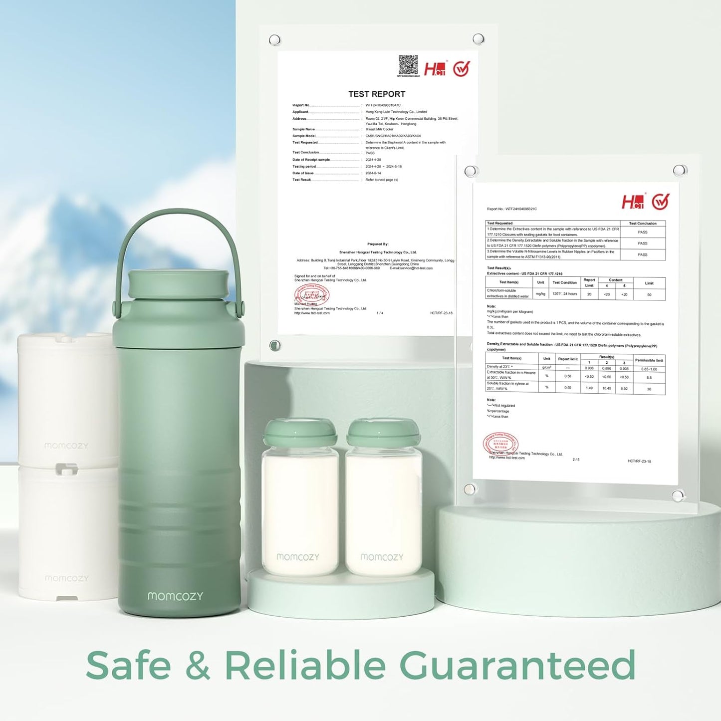 Momcozy 22oz Portable Breast Milk Cooler - 360° Cooling for 24 Hours | Includes 2 Baby Bottles