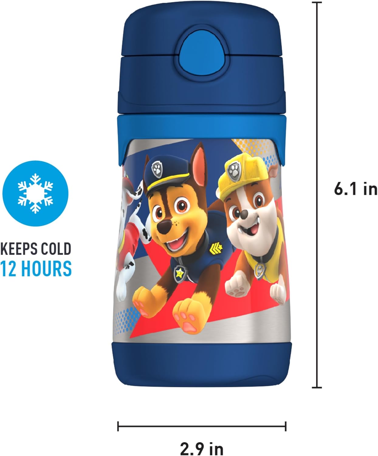 THERMOS Vacuum Insulated Straw Bottle - 10oz Stainless Steel | PAW PATROL Design for Kids