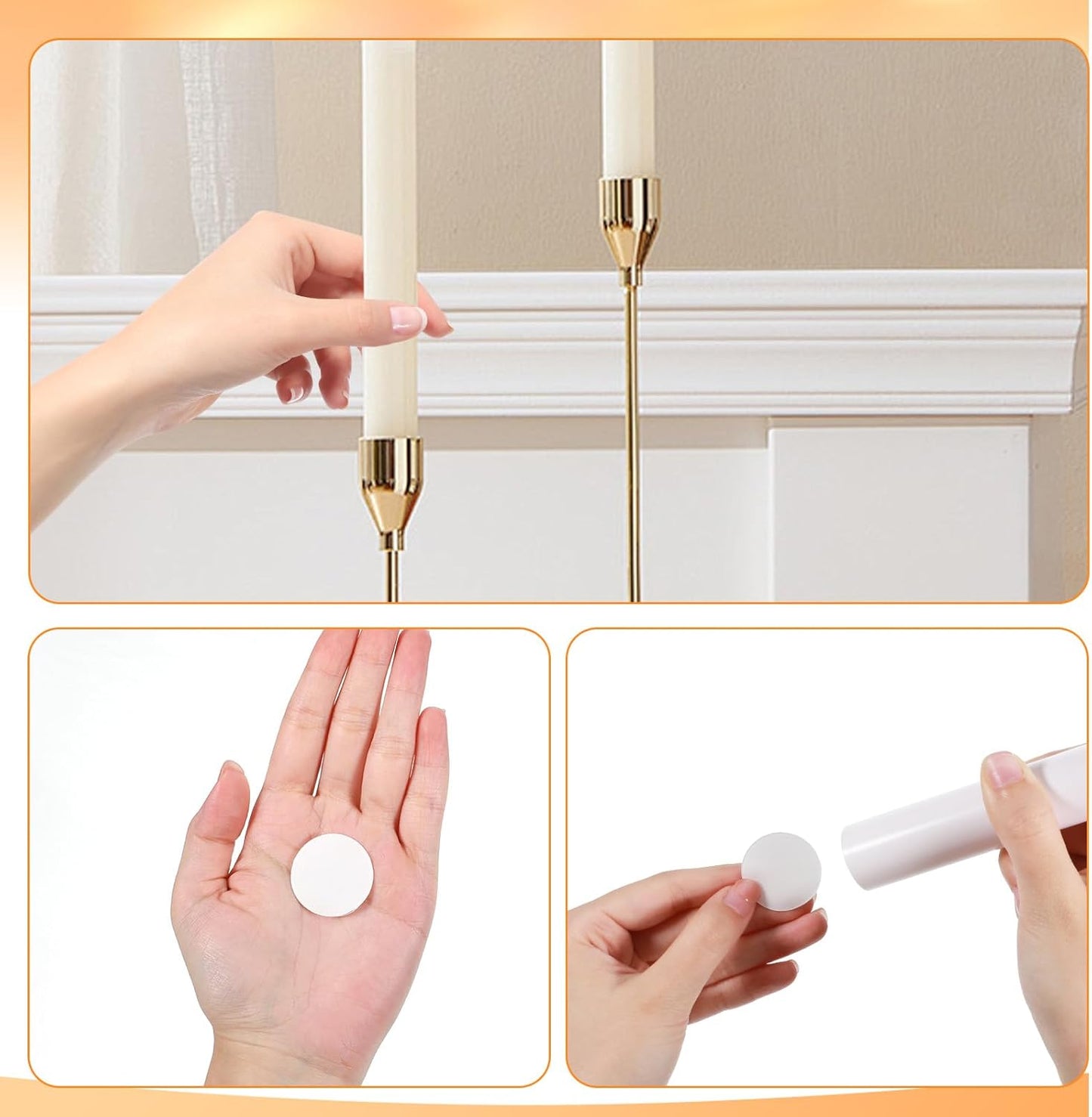 Skiennix 40pcs Taper Candle Holders - Adhesive Grips for Secure Fit | Perfect for Weddings & Holidays