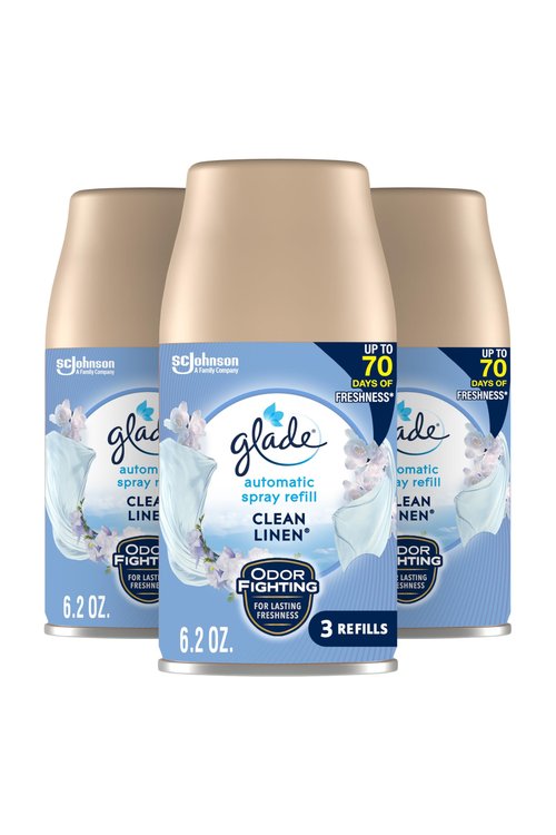 Glade Automatic Spray Air Freshener Refill, Scented Air Freshener for Home and Bathroom, Clean Linen, 6.2 Oz, 3 Count