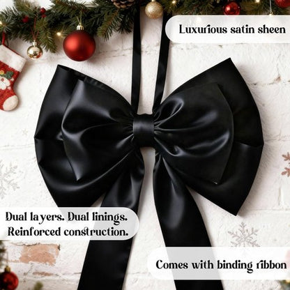 Giant Black Bow Decor - 75x19 Inch Christmas Tree Topper | Elegant Wall Backdrop for Weddings & Parties