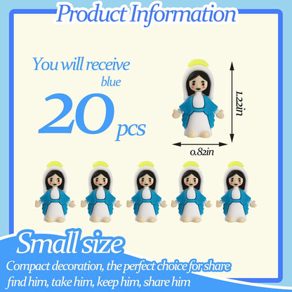 Regine Switzerland Virgin Mary Figurines - 20 Mini Christ Toys for Sunday School & Easter Gifts | Blue