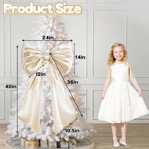 Giant Bow Decoration - Large Cream White Coquette Bow for Birthday Party & Wedding Decor | Satin Finish