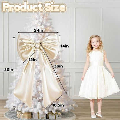 Giant Bow Decoration - Large Cream White Coquette Bow for Birthday Party & Wedding Decor | Satin Finish