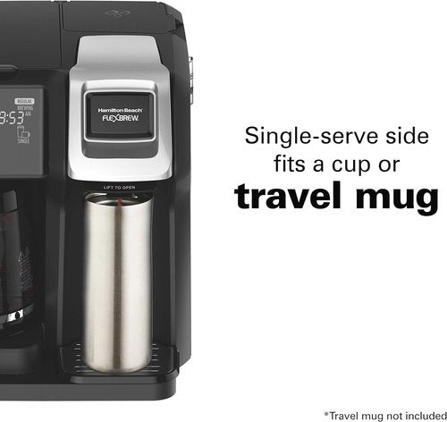 Hamilton Beach FlexBrew Coffee Maker - Versatile 2-Way Brewing for K-Cup Pods & Grounds | Black & Silver