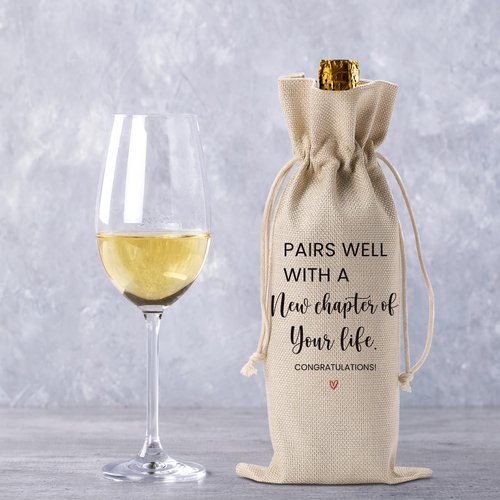 BQXS Going Leaving Moving Away Farewell Retirement Gifts for Friends Coworkers Women, New Jop Beginning Business Owner Gifts Wine Bag, Pairs Well With A New Chapter Wine Bag
