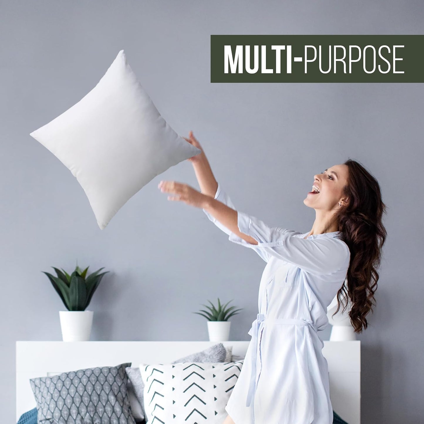 Utopia Bedding Throw Pillow - Fluffy Down Alternative Cushion for Bed & Sofa | 14 x 14 Inches, White
