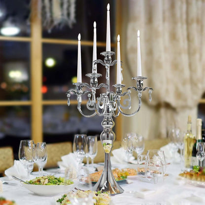 Skiennix 5-Arm Candle Holder - 20.3'' Tall Metal Candelabra for Elegant Home & Wedding Decor | Silver