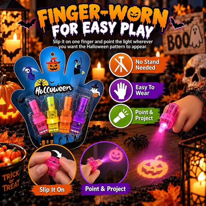 Halloween Finger Projector Light - Mini LED Pattern Projection (Blue, 8)