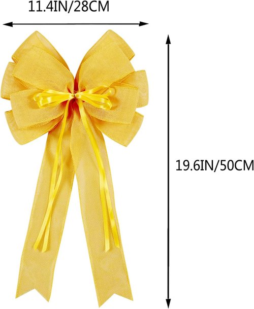 Hongsome Large Yellow Easter Wreath Bow Decor - Classic Glitter String & Burlap Ribbon | 2 Pcs Set