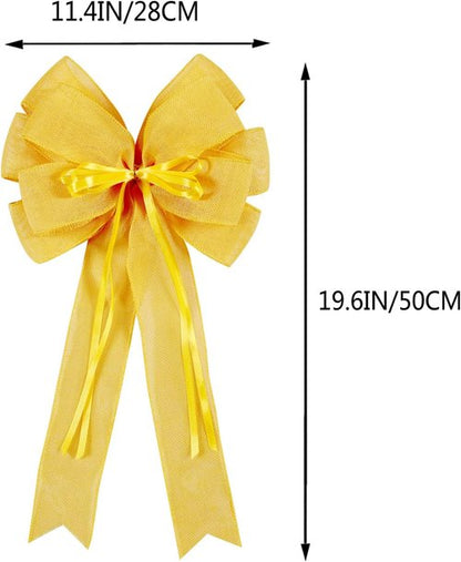 Hongsome Large Yellow Easter Wreath Bow Decor - Classic Glitter String & Burlap Ribbon | 2 Pcs Set