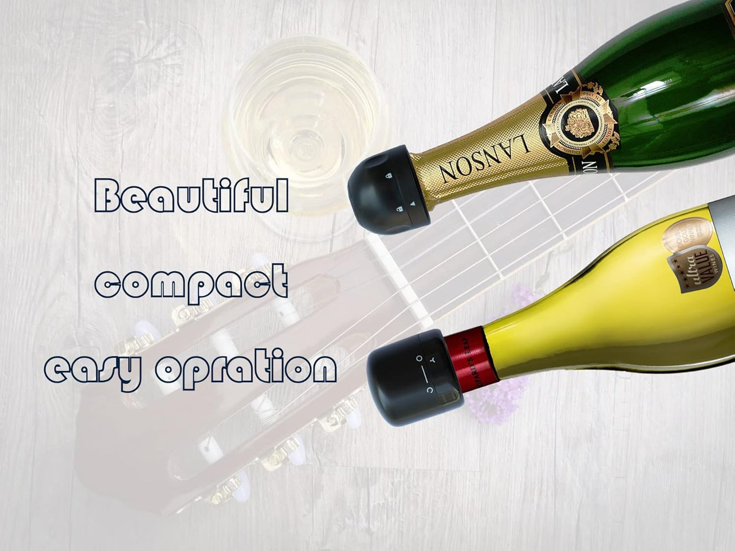 Wine and Champagne Stoppers， 2Pack Champagne and Wine Bottle Stopper, Reusable Leakproof Wine & Champagne Sealer, Keep Champagne & Wine Fresh