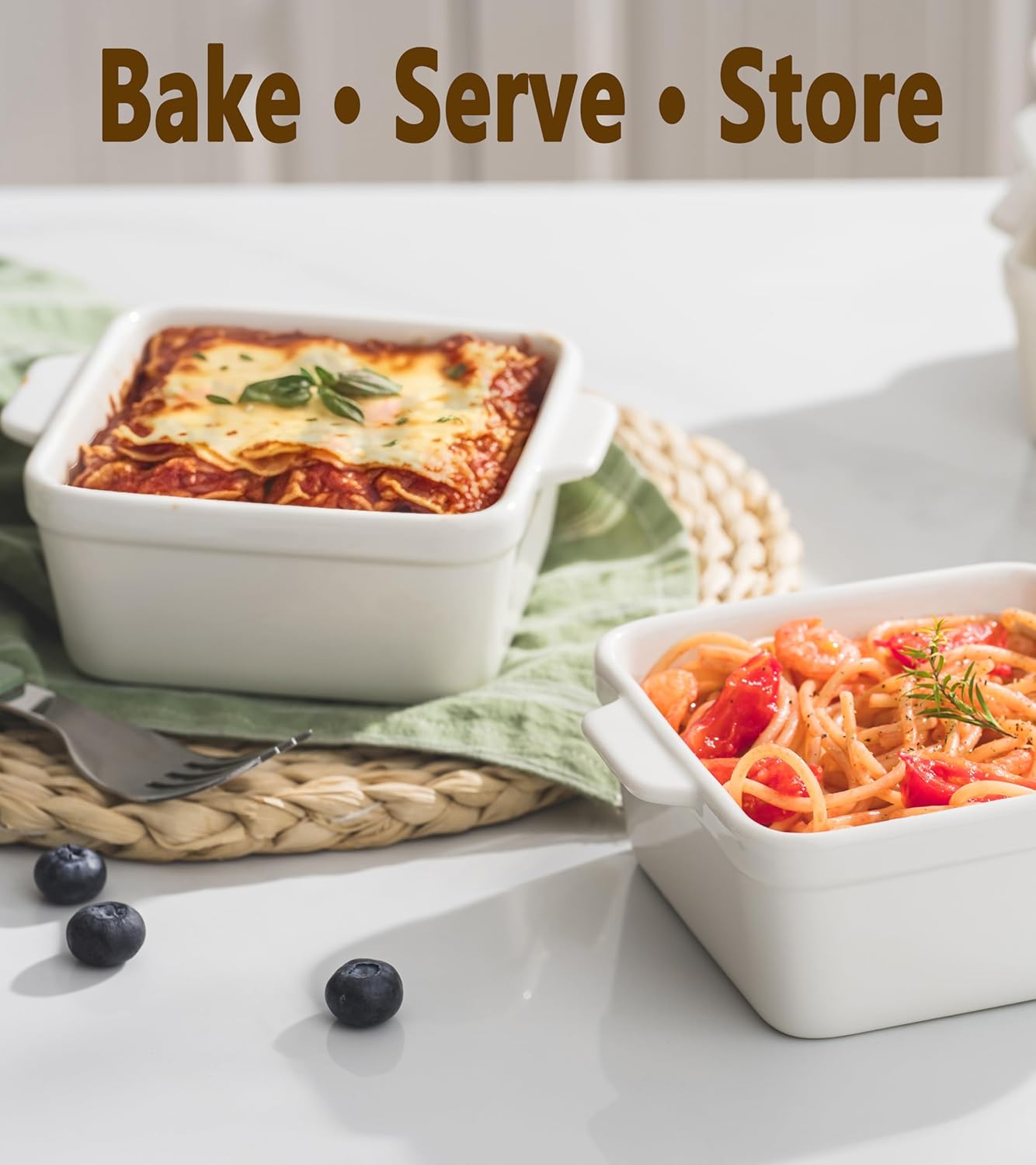 Regine Switzerland 16 oz Small Baking Dish Set of 4 - Ceramic Casserole Ramekins for Meal Prep & Desserts