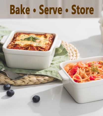Regine Switzerland 16 oz Small Baking Dish Set of 4 - Ceramic Casserole Ramekins for Meal Prep & Desserts