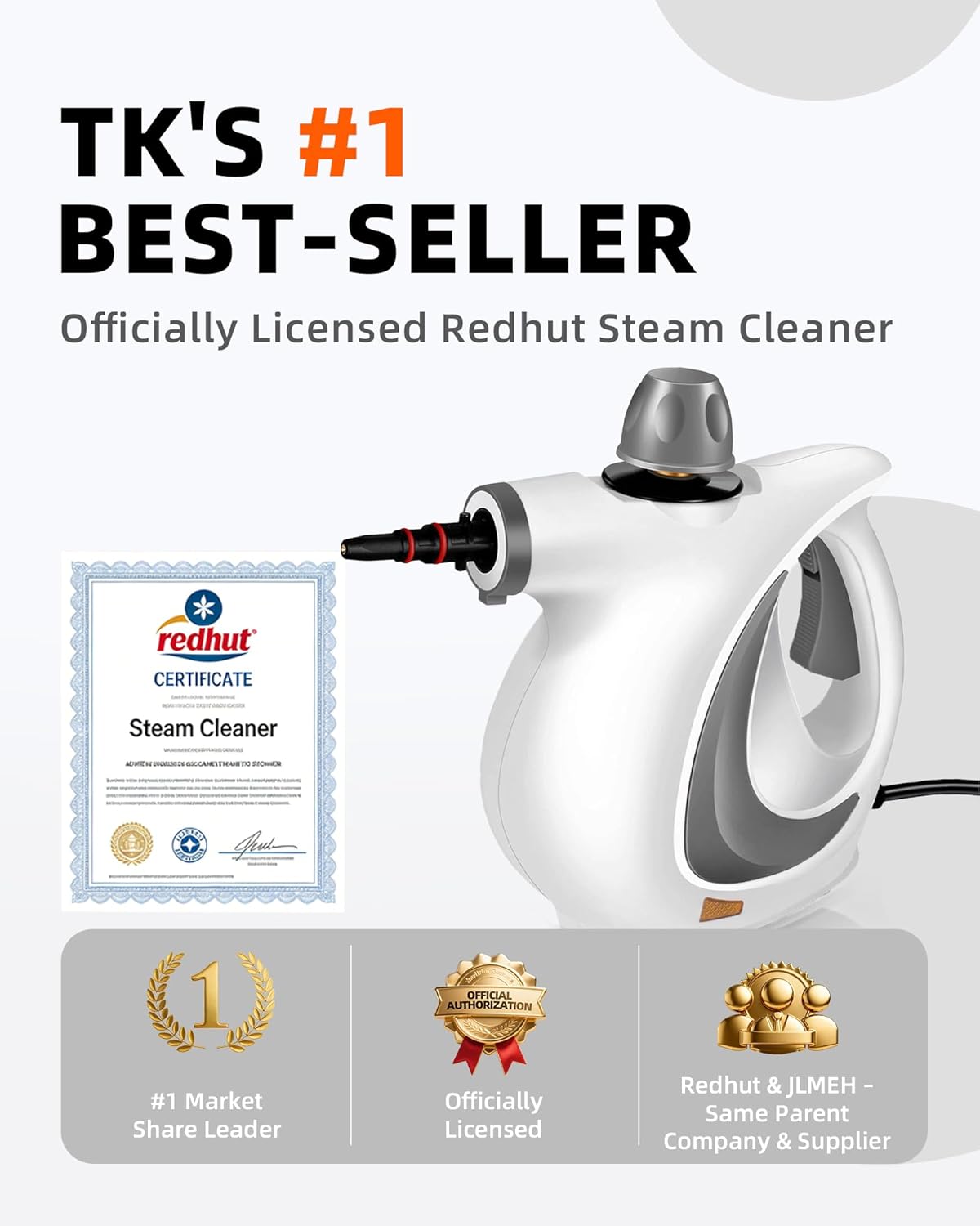 Skiennix Pressurized Handheld Steam Cleaner - Multi-Surface Deep Cleaning with 12 Accessories | Dark Gray