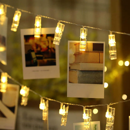 Photo Clips String Lights - 20 LED Fairy Lights with Clips | 9.8Ft Battery Operated Warm White for Home Décor