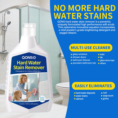 QONS Hard Water Stain Remover, Shower Glass Door Cleaner Cream For Hard Water Stain,Bathroom Glass,Windows,Tile,Grout,Toilet Bowl,Calcium Build Up,Hard Water Cleaner 16.91 Oz (670 Grams)